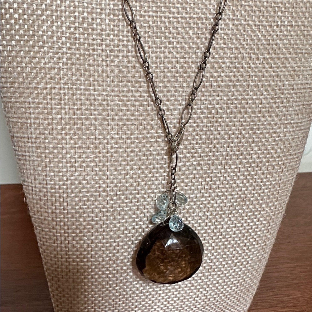 🤎 Women’s Pendant Necklace brown silver blue jewelry